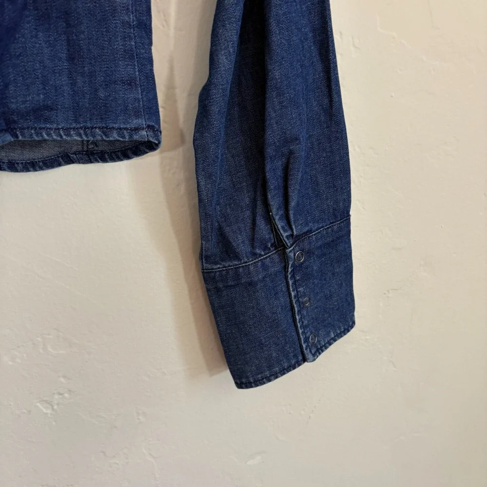 Free People Chambray Denim Jacket Women Size XS Blue Snaps New - Picture 14 of 14